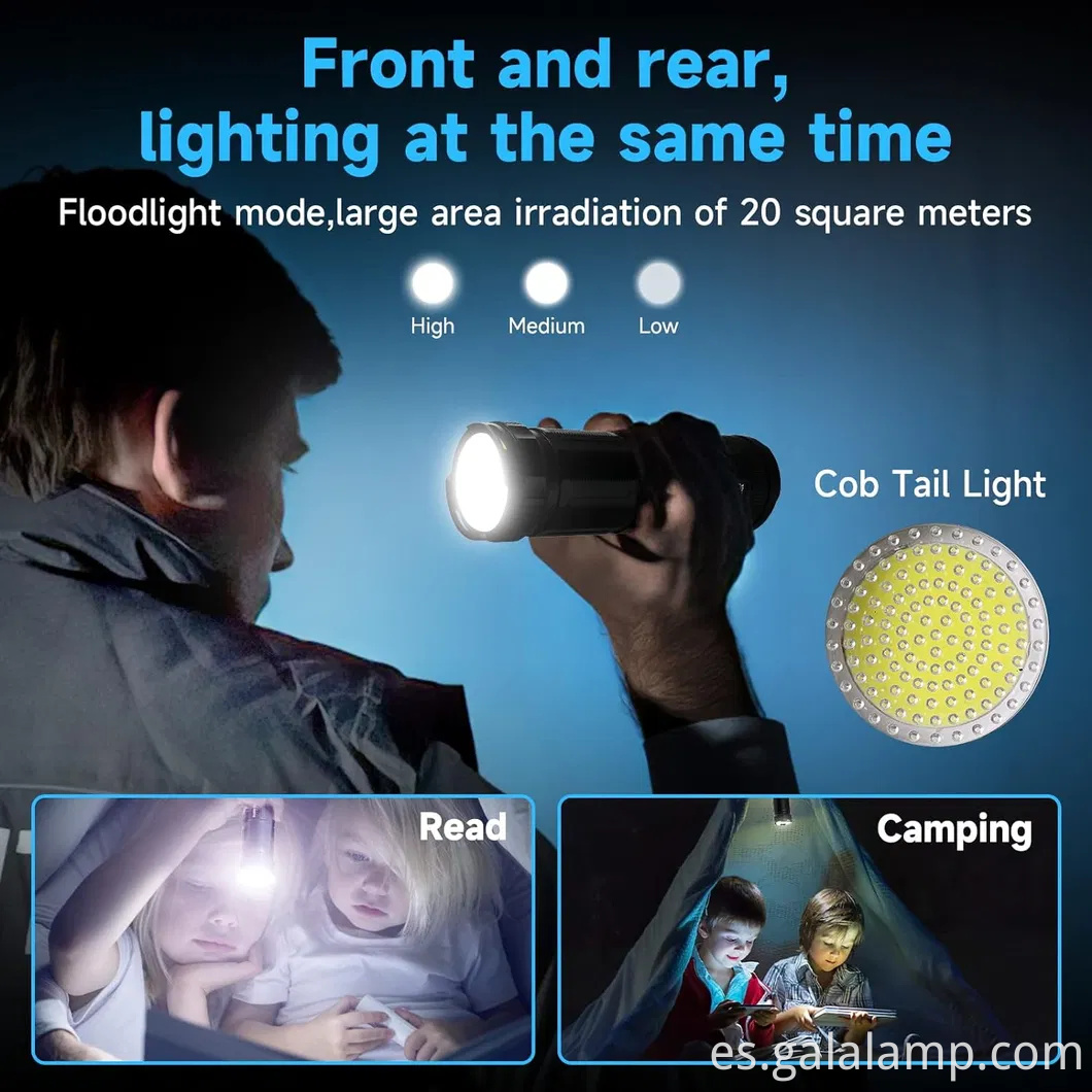 Potente linterna LED con rayo láser blanco para uso al aire libre